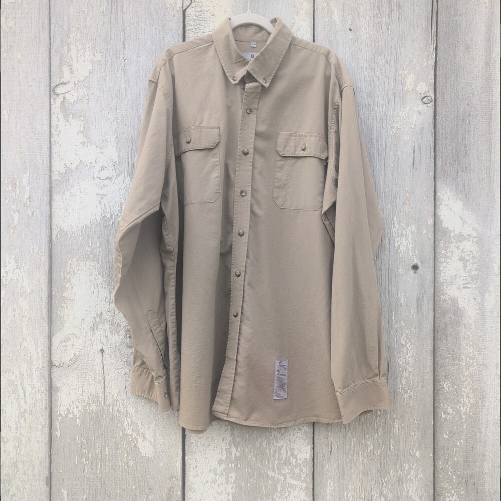 Tyndale Flame Resistant Khaki Work Shirt Button Down Men's XL - LN Made In USA